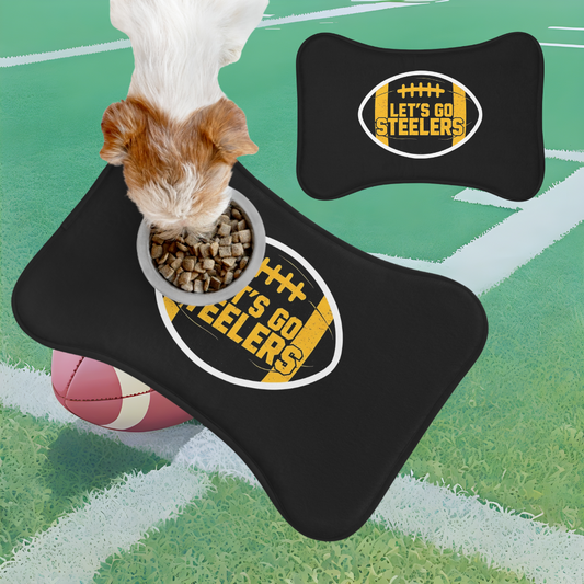 NFL Pet Feeding Mat,, Let's Go Steelers, Sports Pet Mat, Dog Lover Gift